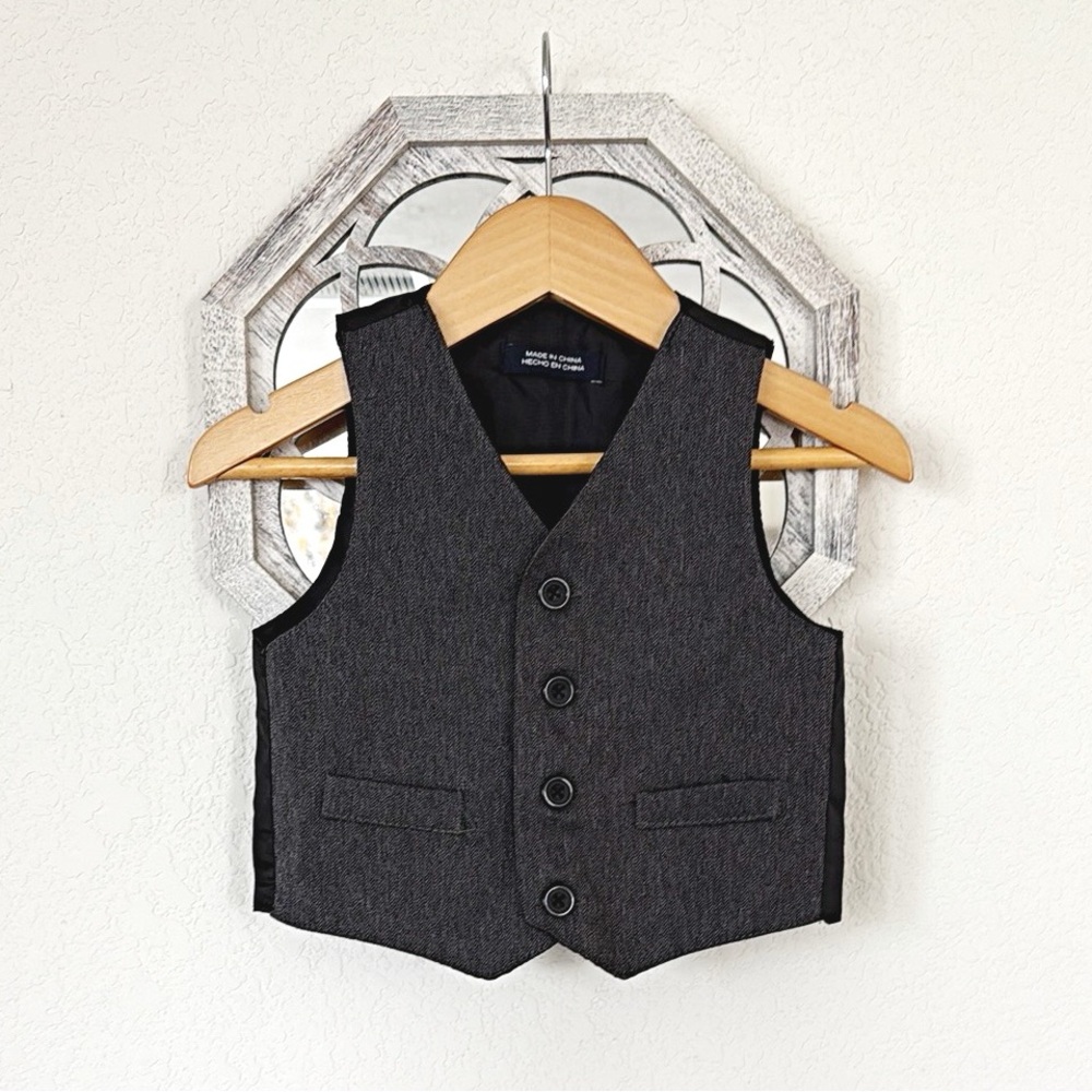 Zara • Boys Charcoal Gray Tailored Button Front Suit Vest